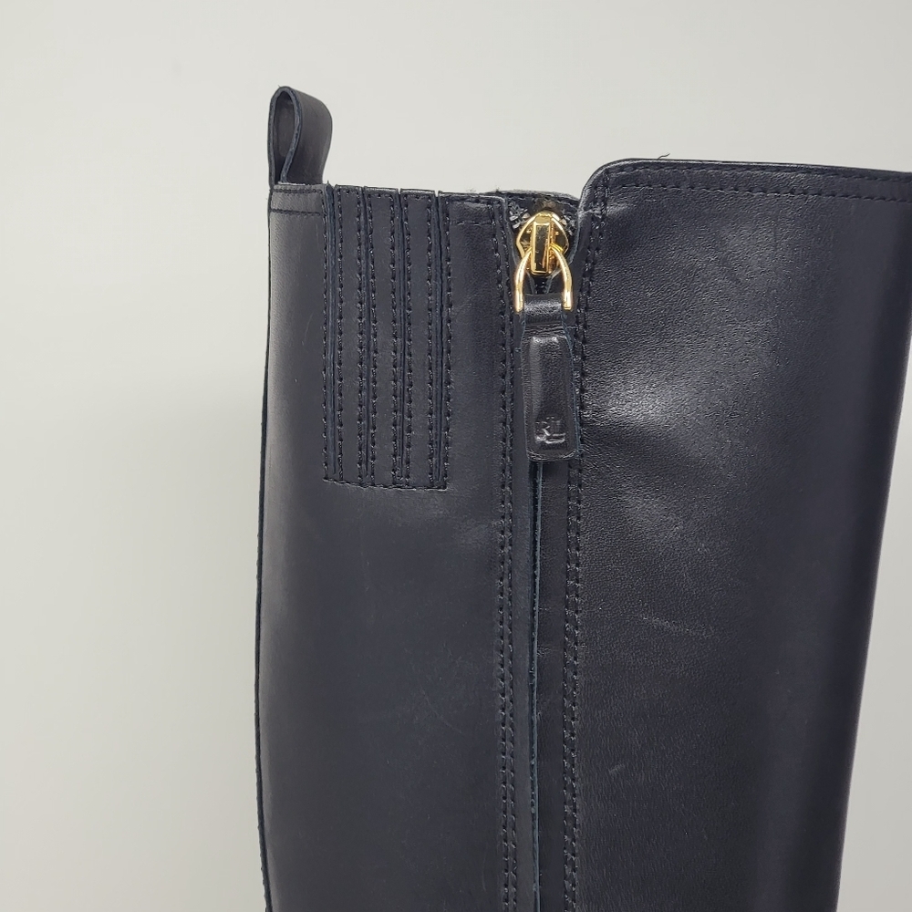 Ralph Lauren Blayke Buckled Riding Boots Black Saddle Women's Size 5.5 New - Picture 8 of 13